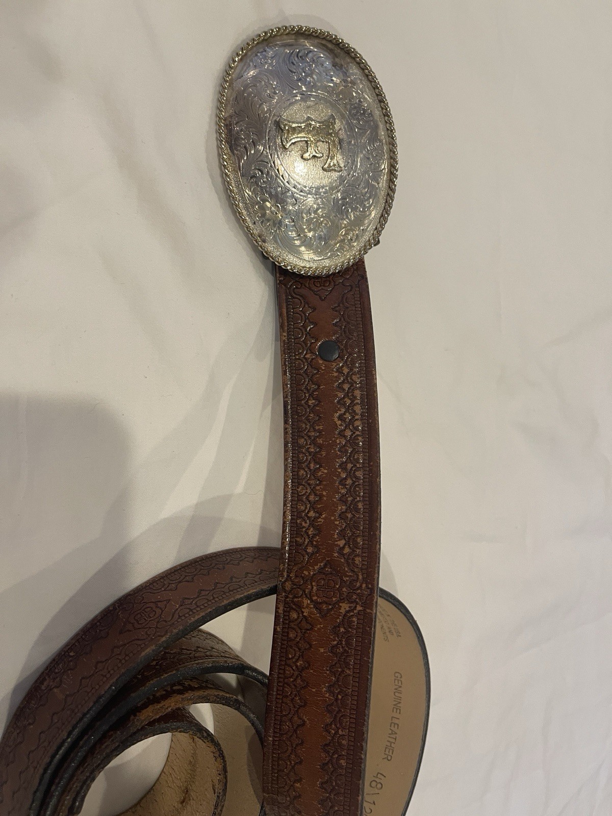 Montana Silversmith Letter F Belt Buckle w/ Leather Belt Size 48/120 Used