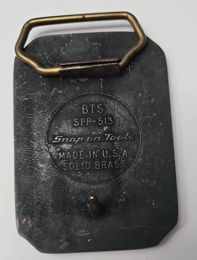 Vtg B.T.S. Snap-on Tools Brass Belt Buckle USA Wrench Socket