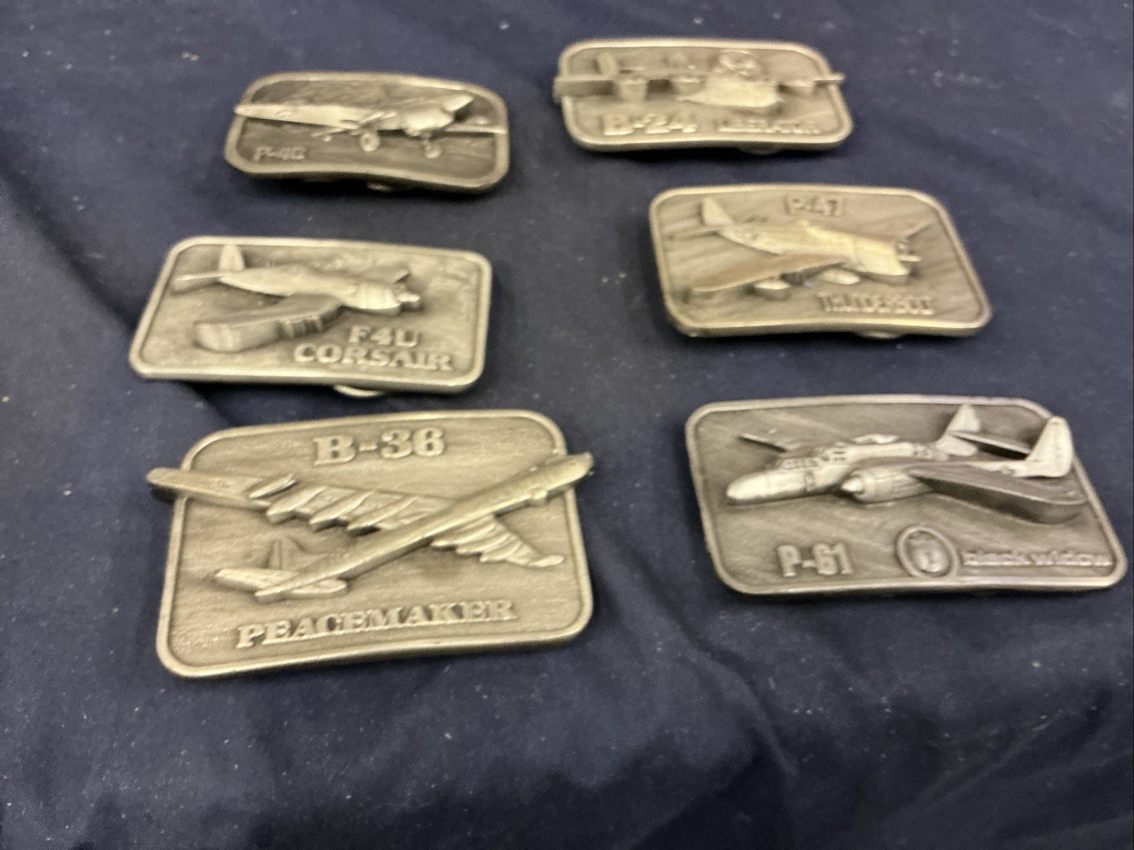 Vintage Buckle Connection Belt Buckles Military Aircraft Lot Of 6 WW2 Planes