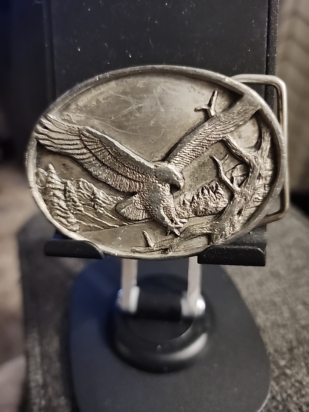 SISKIYOU Buckle Co USA 1983 A-15 Pewter Belt Buckle Mountain Eagle