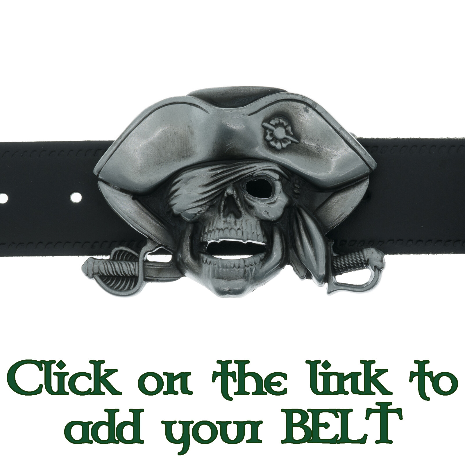 Pirate Skull & Sword Belt Buckle Metal Biker Pewter Style Halloween