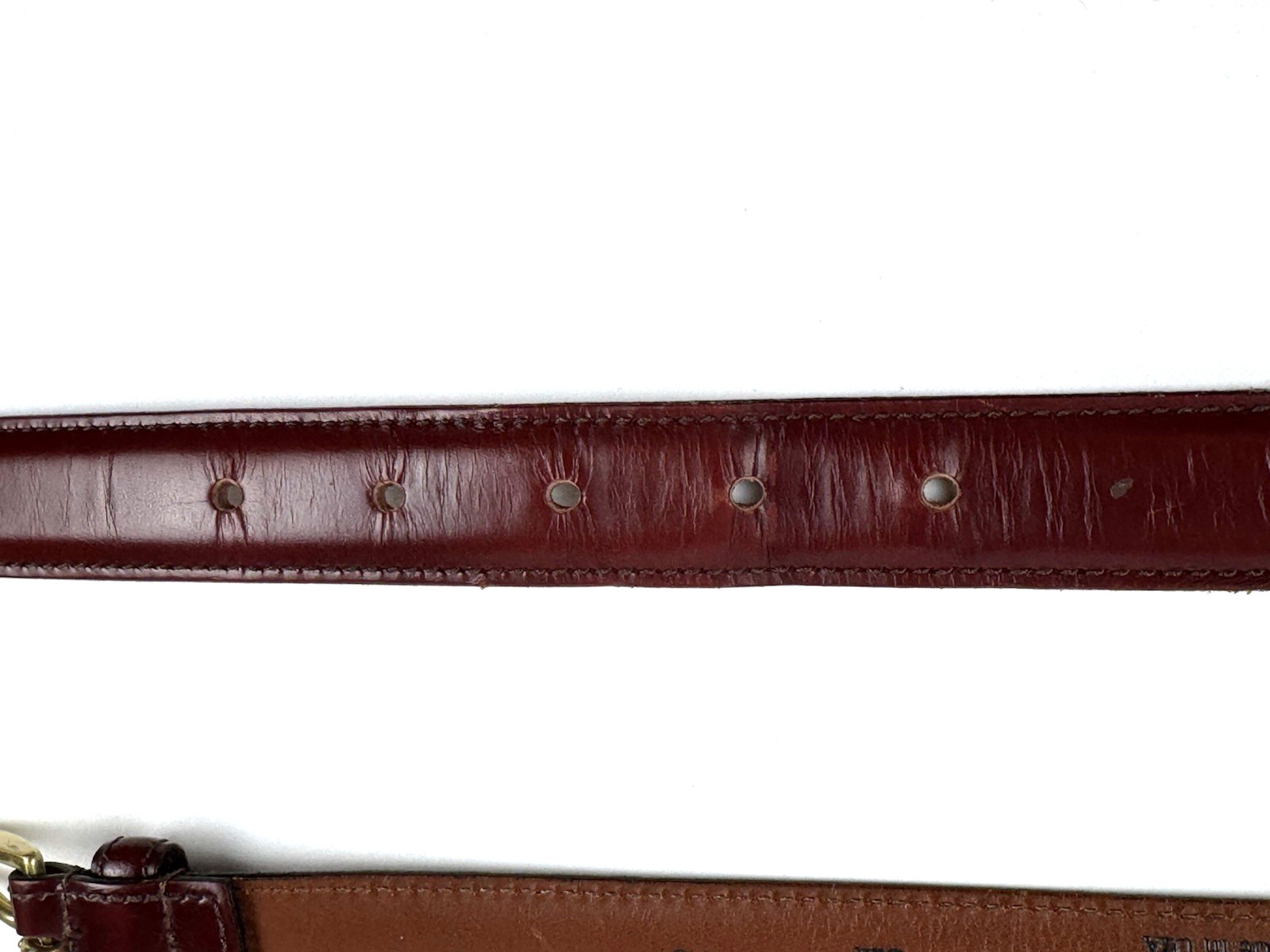 Dooney & Bourke Belt Mens Size 36 Dark Brown Calf Leather Brass Buckle 9121