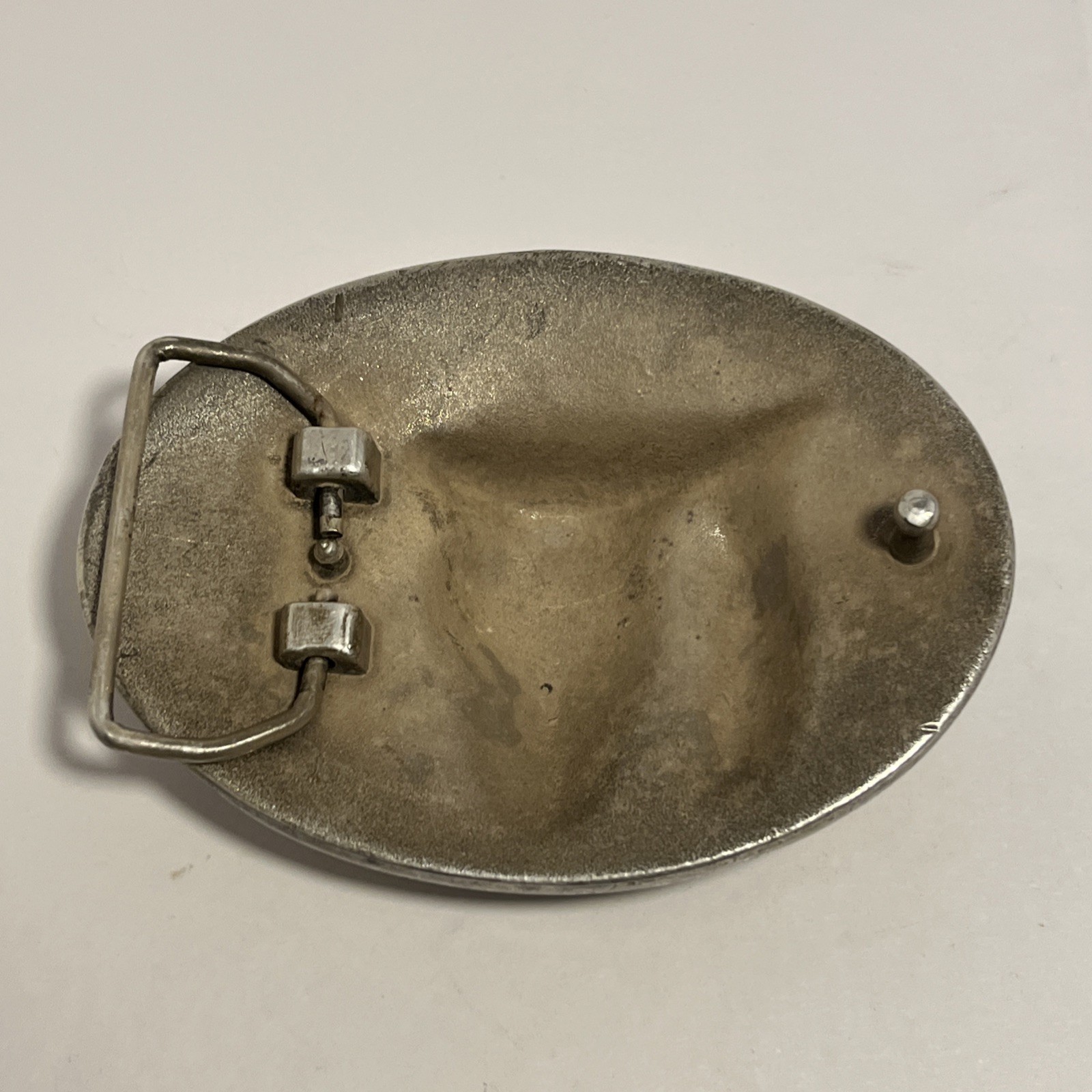 VINTAGE SILVER TONED TEXAS LONGHORN BELT BUCKLE – VERY HEAVY 💥