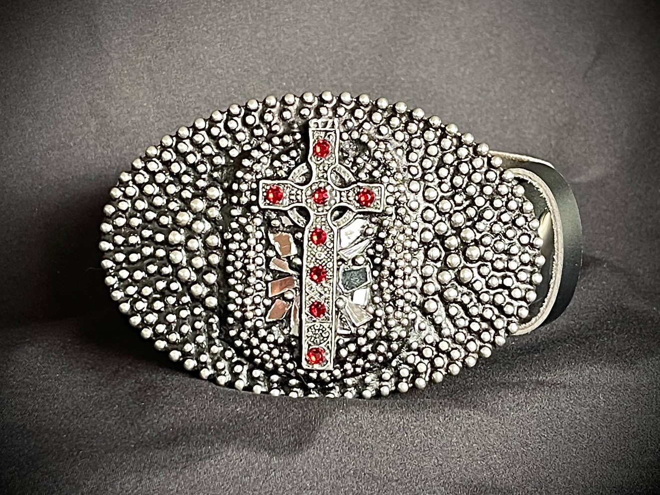 Handmade Oval Cross Belt Buckle Gothic Rock Metal Darren McNeese