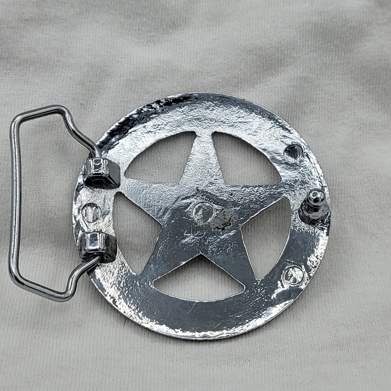2.5&Prime; Silver Texas Ranger Badge Belt Buckle round Don&rsquo;t Mess with Texas