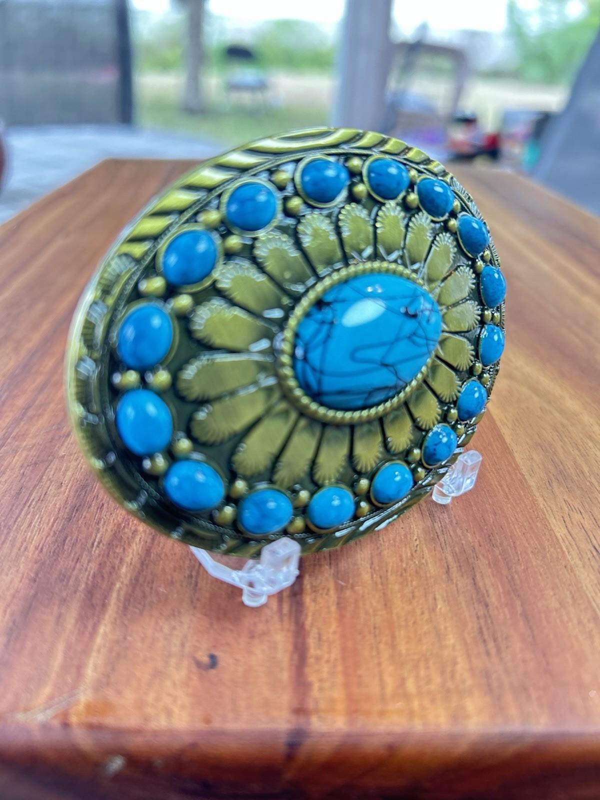TURQUOISE Cowgirls WESTERN Golden Tone Belt CHRISTMAS GIFT BUCKLE