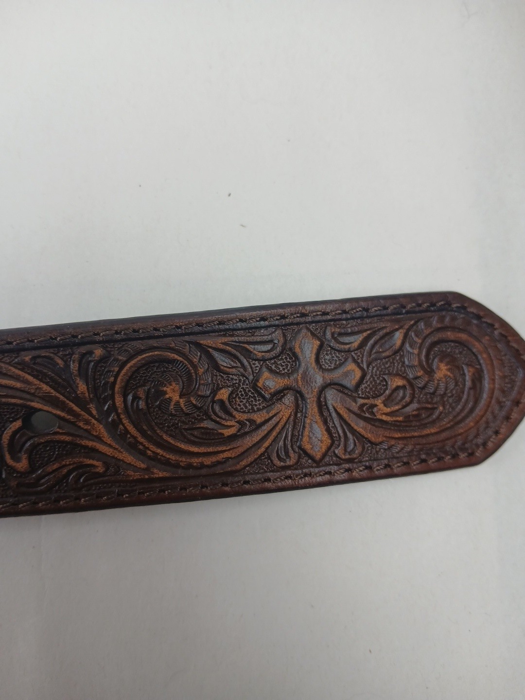 Nocona Silver Tone Western Cross Turquoise Inlay Rectangular Large Belt Buckle