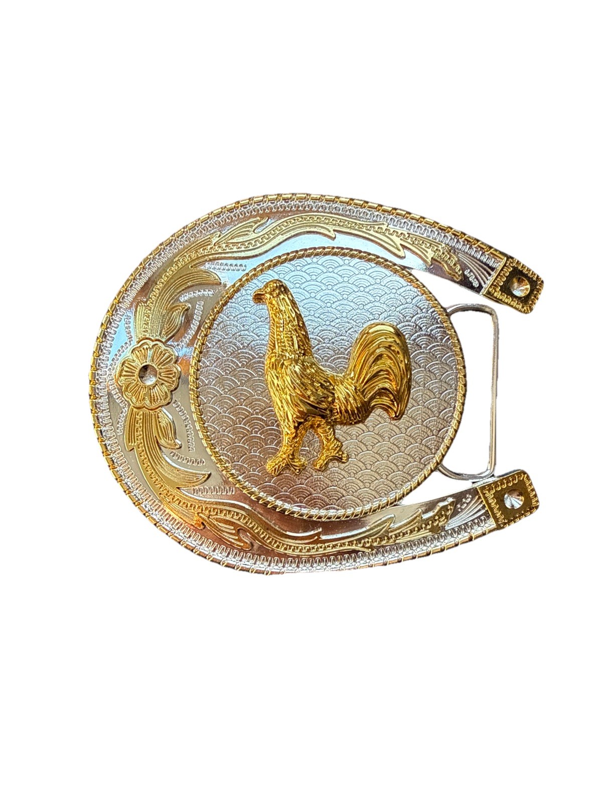 Men’s Rooster Horseshoe Oversized Belt Buckle Western Cowboy Rodeo