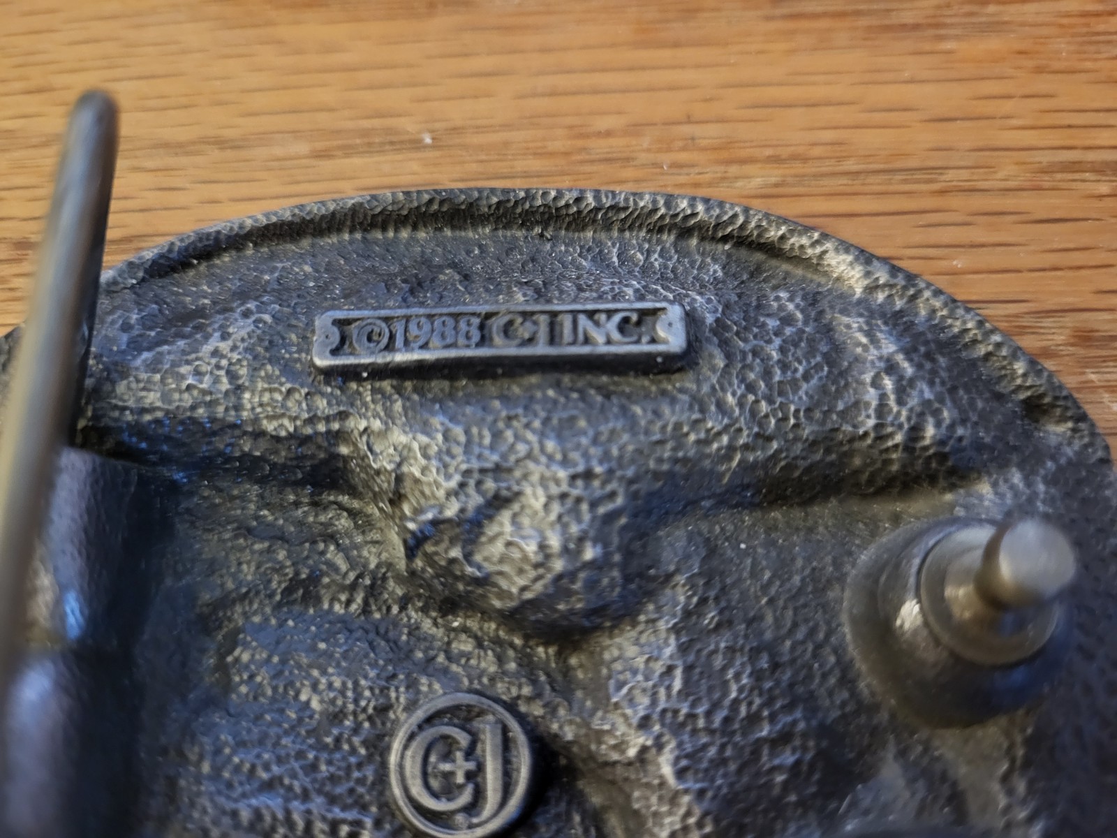 Vintage Belt Buckle TRUCKING USA 1988 C + J Inc. Made in USA 3.25&Prime; x 2.5&Prime;