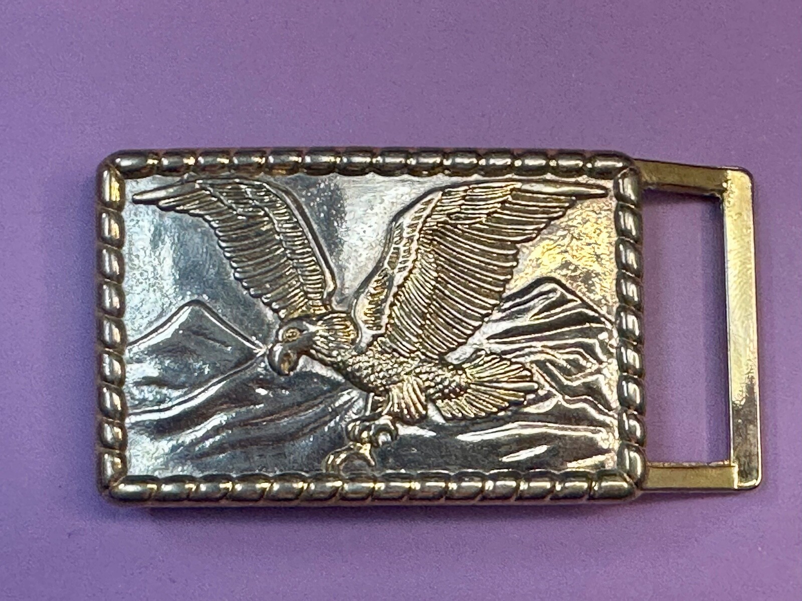 Patriotic Majestic American Eagle Vintage two tone rectangular Belt Buckle