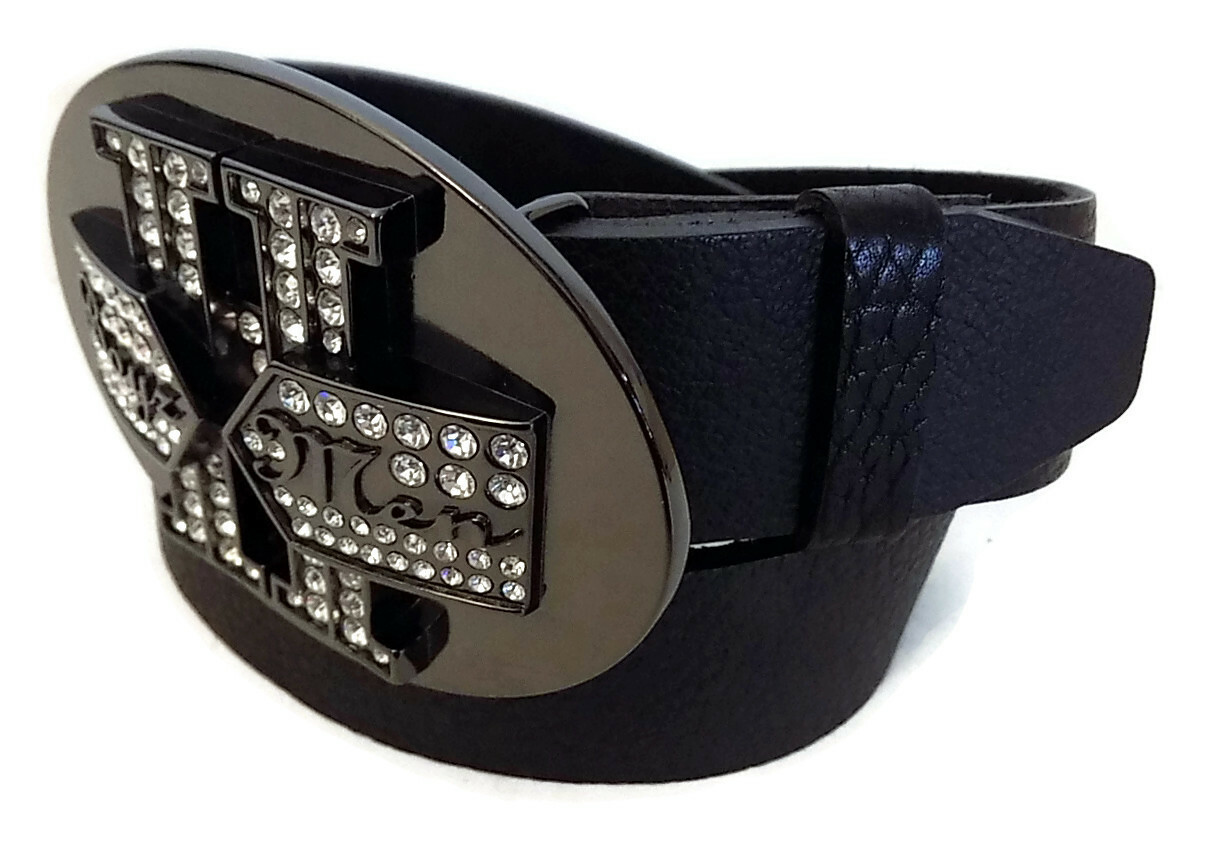 BOYZ 11 MEN BY WASHED UP HOLLYWOOD 1½” BLACK GLOSSY OVAL BELT BUCKLE W/CRYSTALS