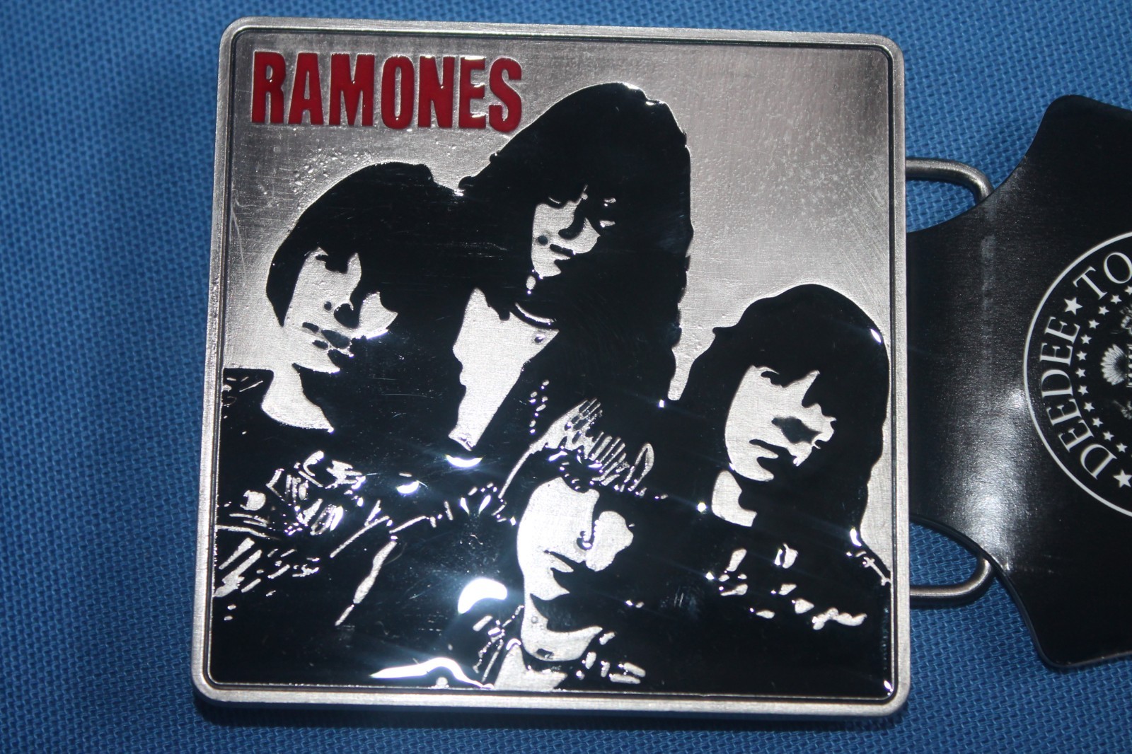 Ramones Belt Buckle Rock Band Square Photo Black Enamel Silver Metal 2006 New
