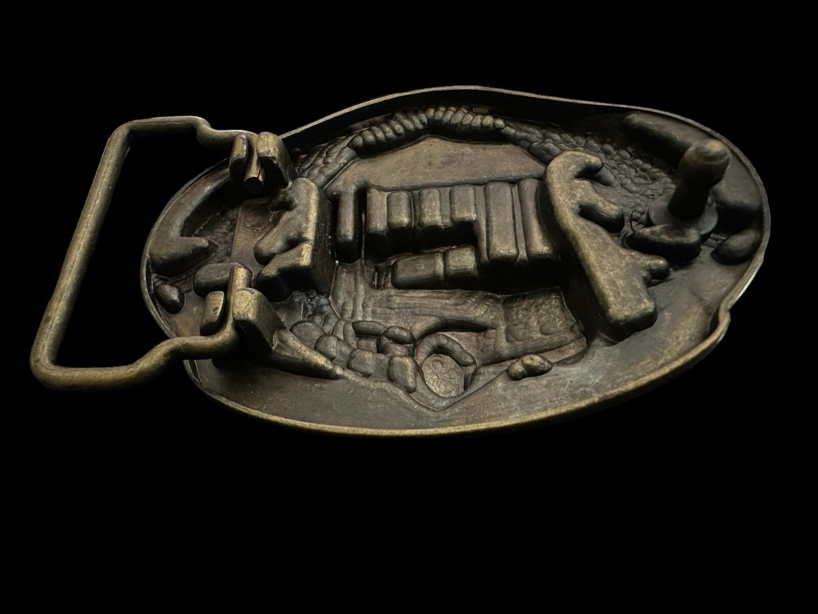 American York Trucker Belt Buckle Semi Truck Pewter Eagle Flag Zinc Collectible