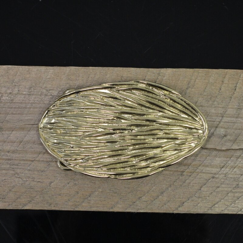 Gold Belt Buckle With Organic Texture Elegant Oval Belt Buckle