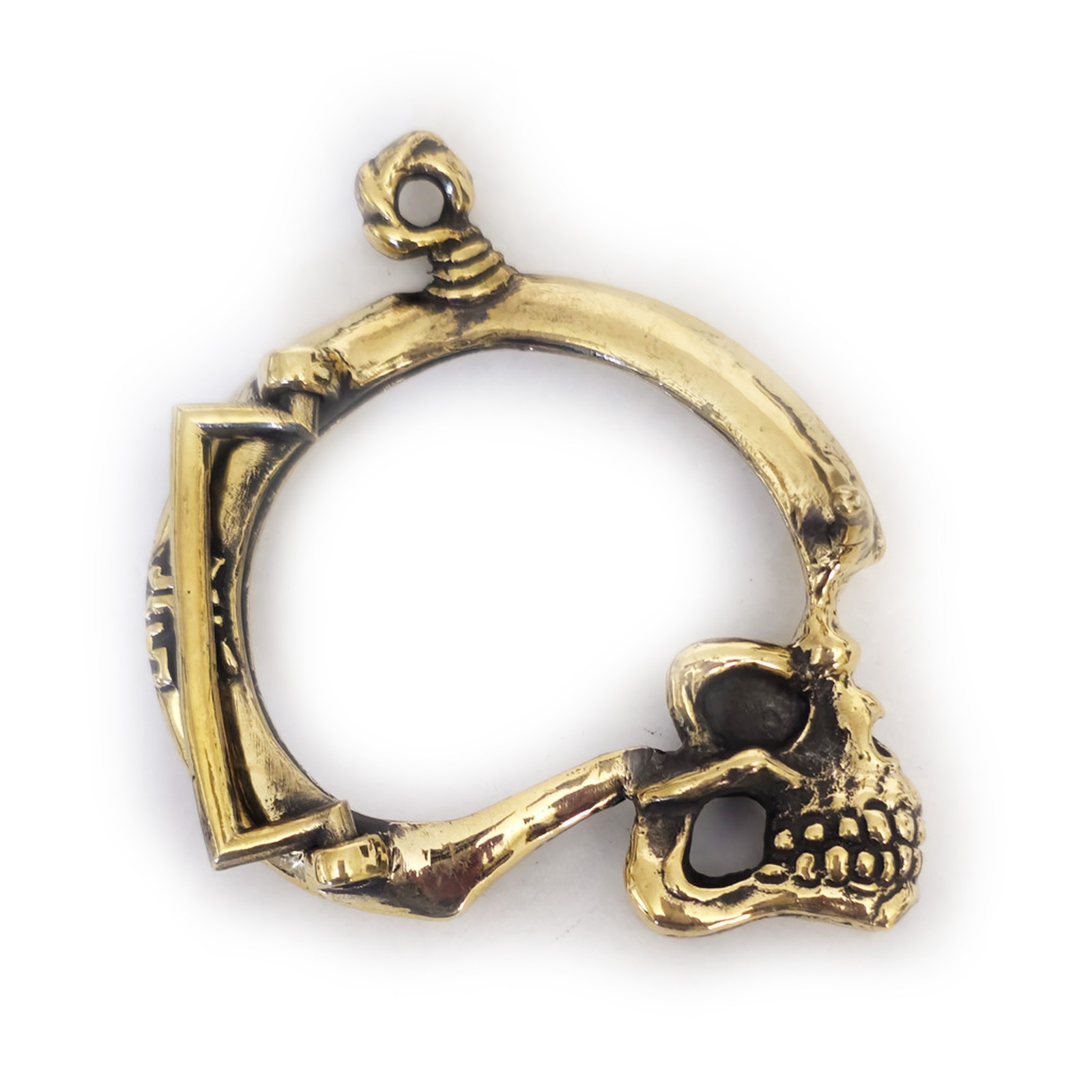 Skull with Thinking Big Brain Brass Belt Buckle