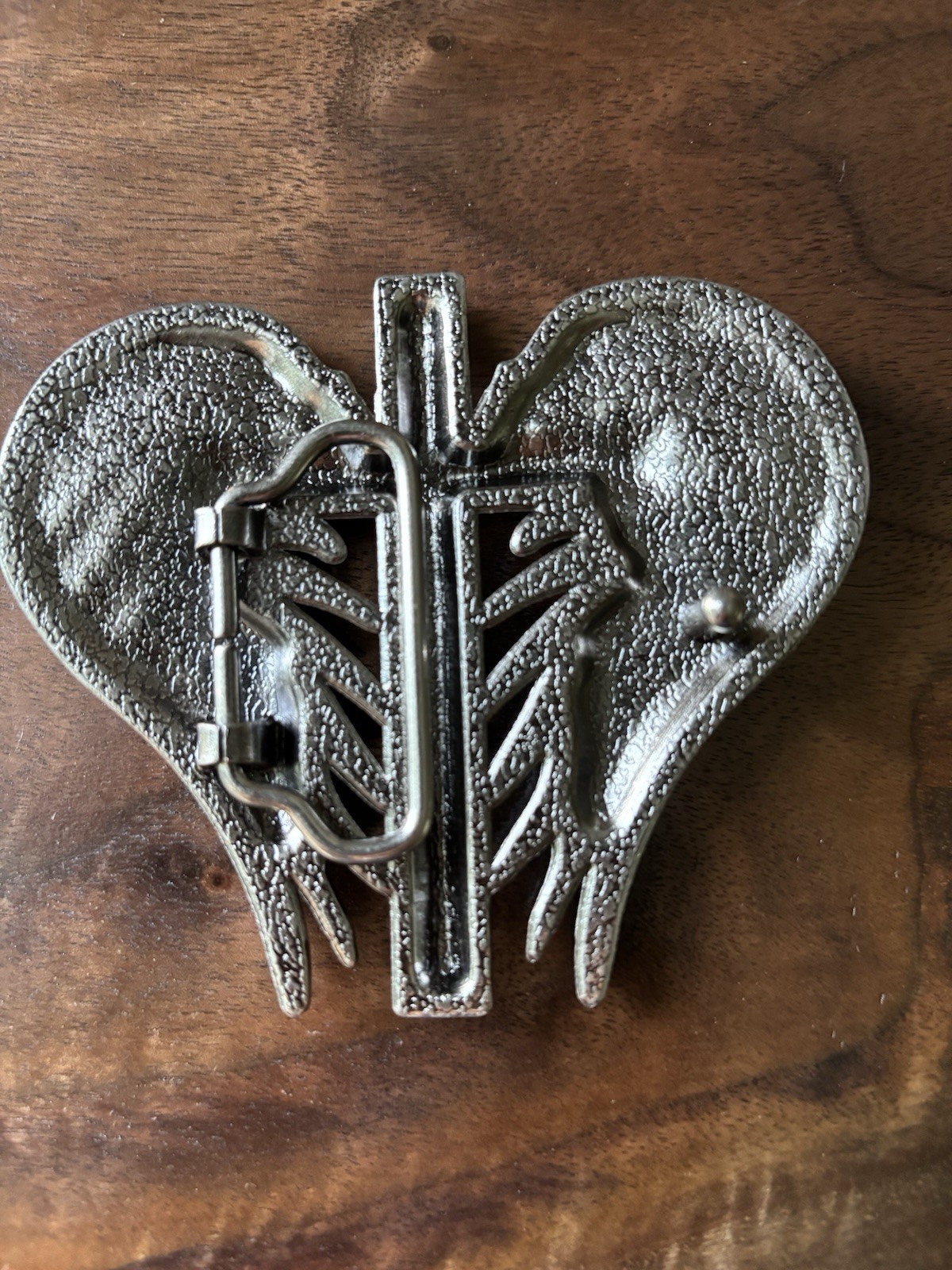 Western heart and Winged Cross Belt Buckle 3D