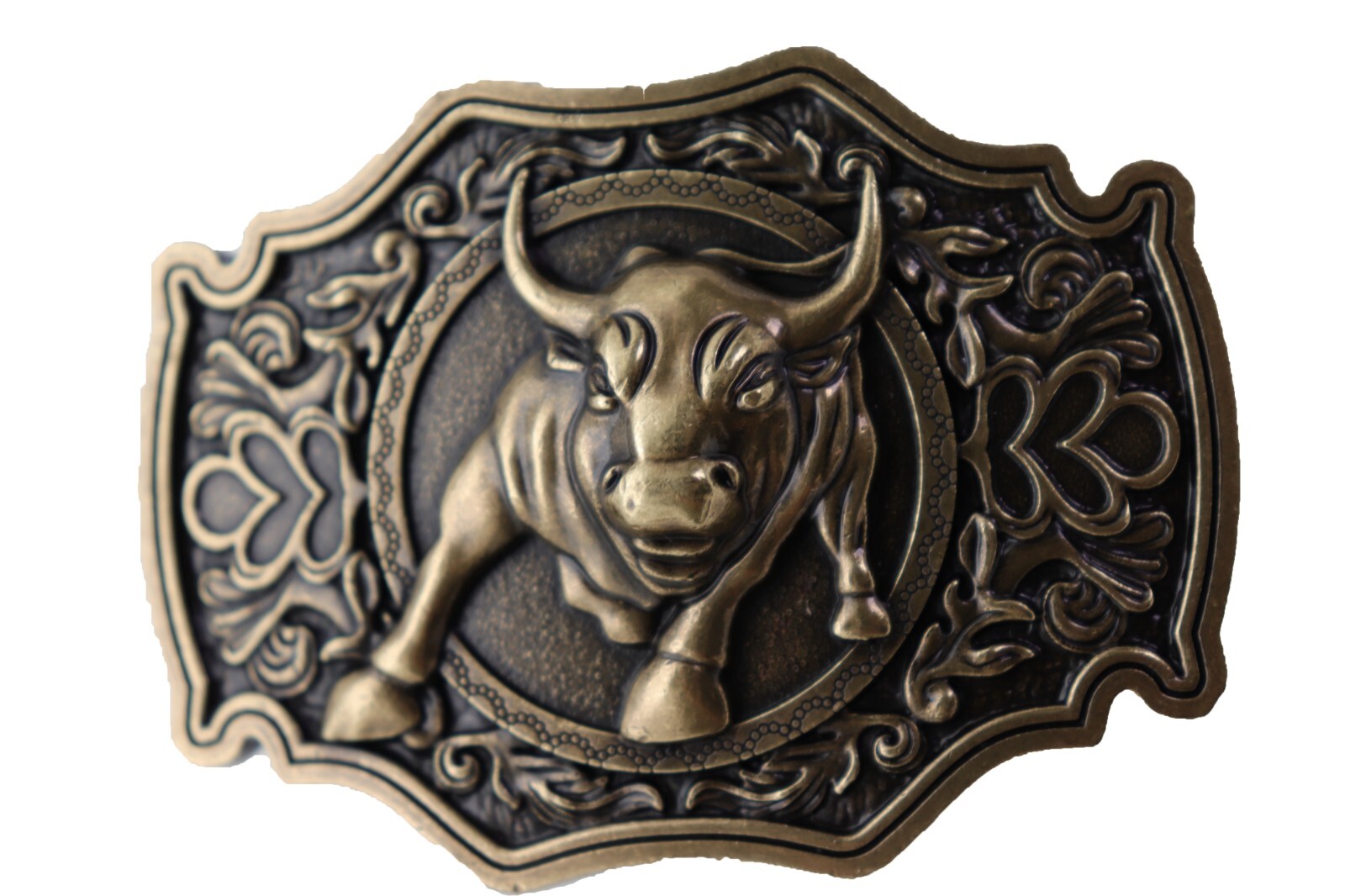 Men Gold Metal Belt Buckle Cowboys Western Fashion Bull Rodeo Filigree Unisex
