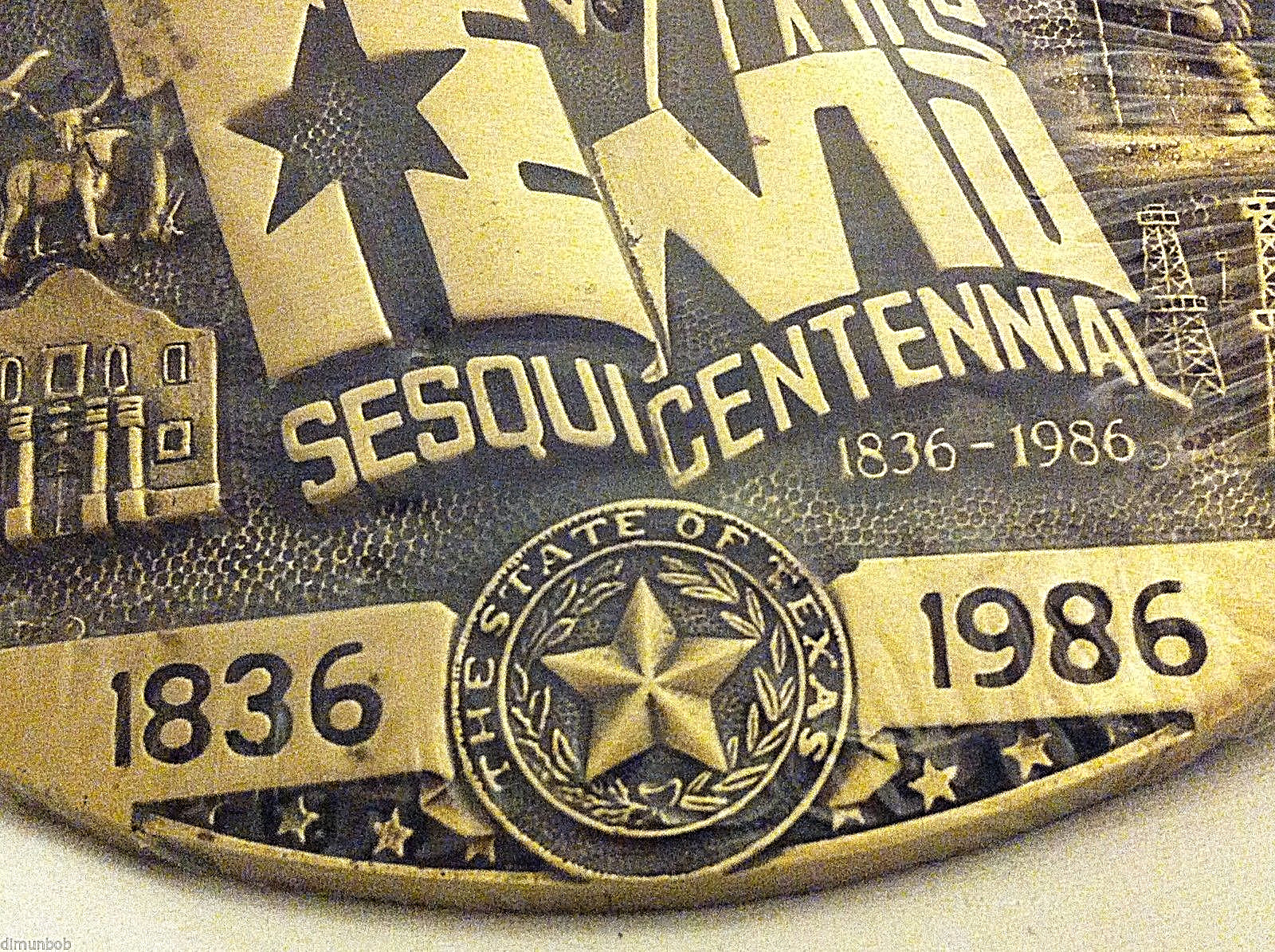 Very Rare Texas Sesquicentennial Belt Buckle Solid Brass Hand Carved Low Numbers