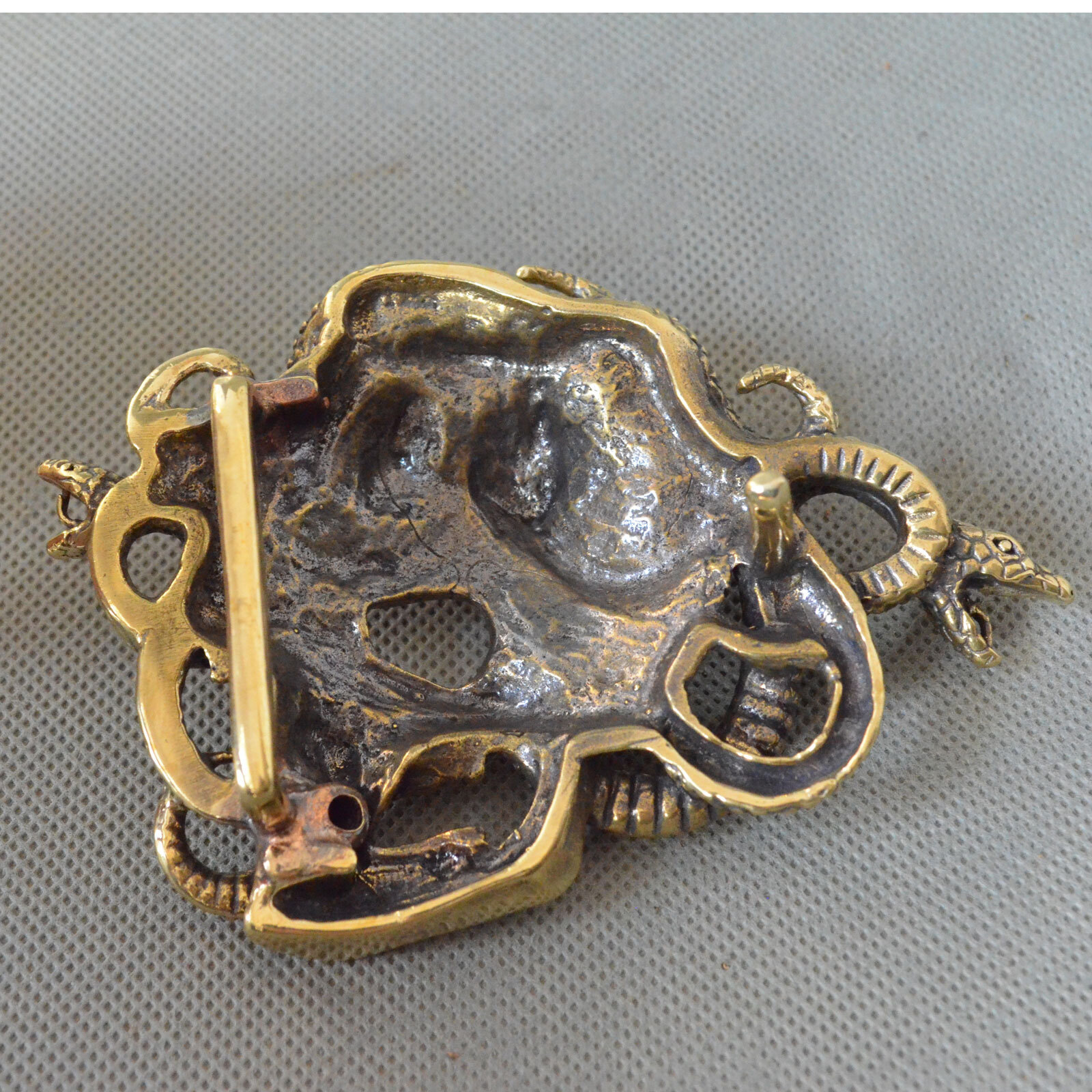 Casting Solid Brass Skull Snake Belt Buckle,Punk Skull Unique Men&rsquo;s Buckle, gift