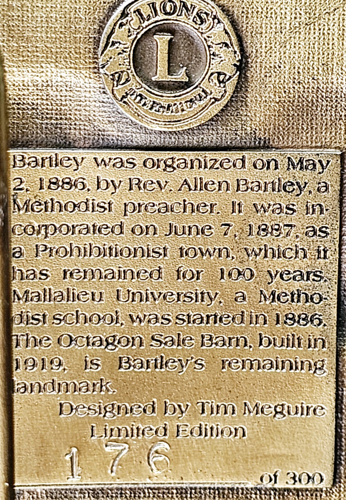 Bartley Nebraska Centennial Belt Buckle 1886-1986 Homestead Farm Corn #176/300