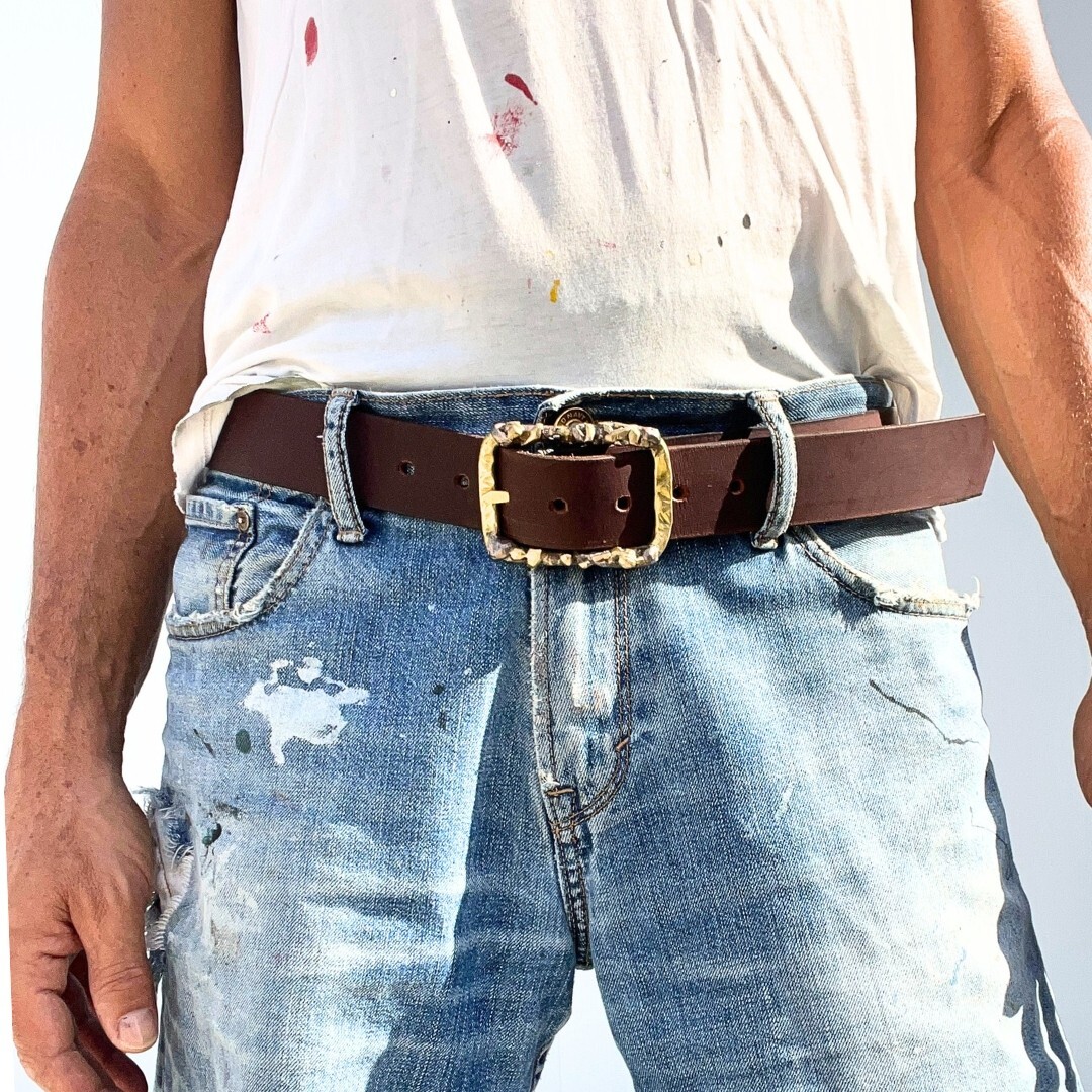 Handmade Solid Brass Belt Buckle USA | 1.5&Prime; Retro Artisan Buckle Men & Women