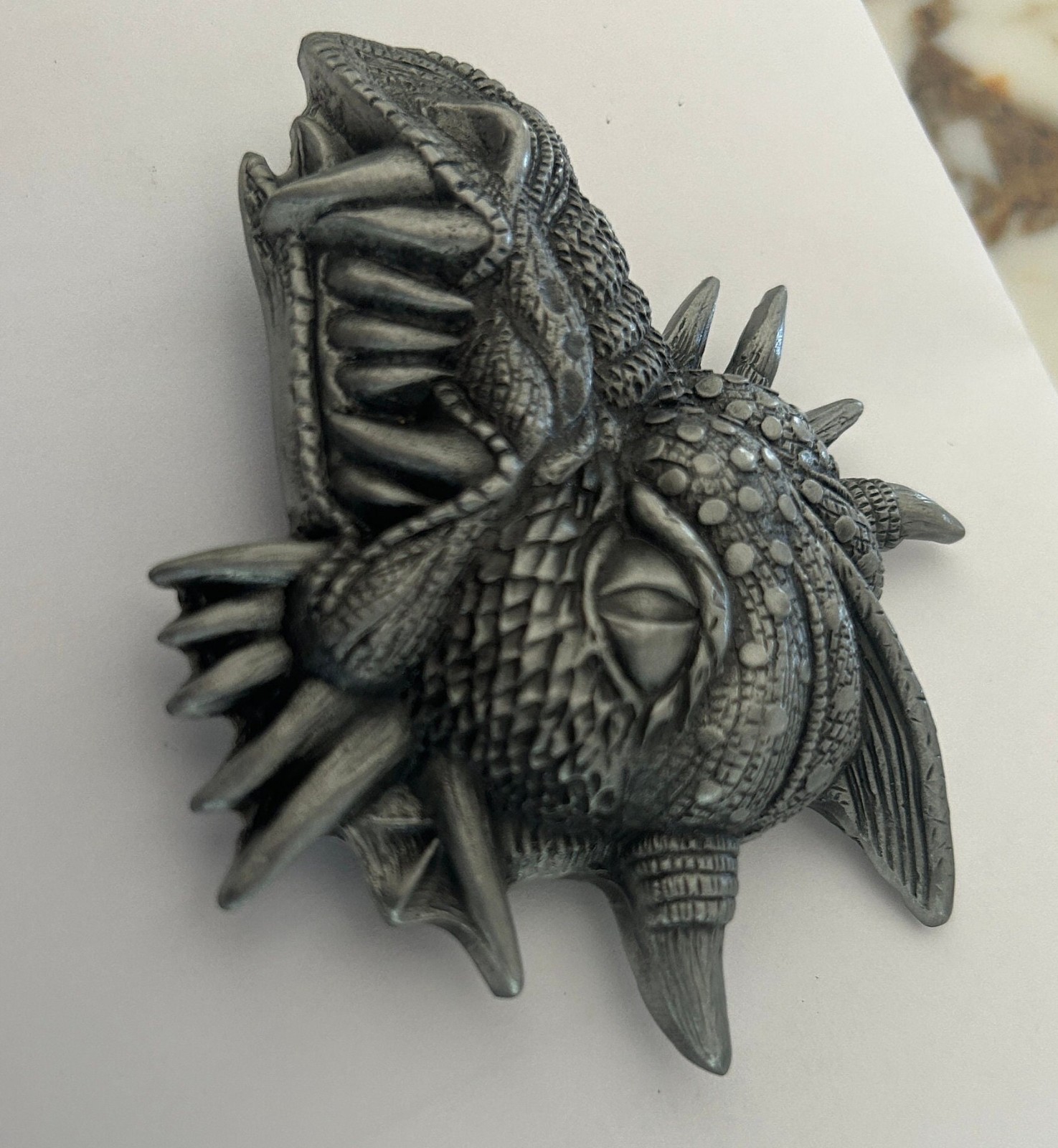 Vintage Pewter Dragon Head Belt Buckle Mythical Serpent Western Style Gift