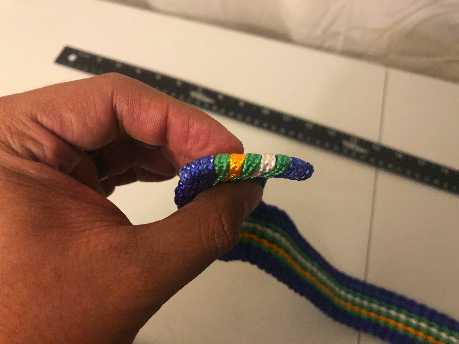 Handmade Nylon braided Men Women Belt Blue Green White Yellow 48in No Buckle