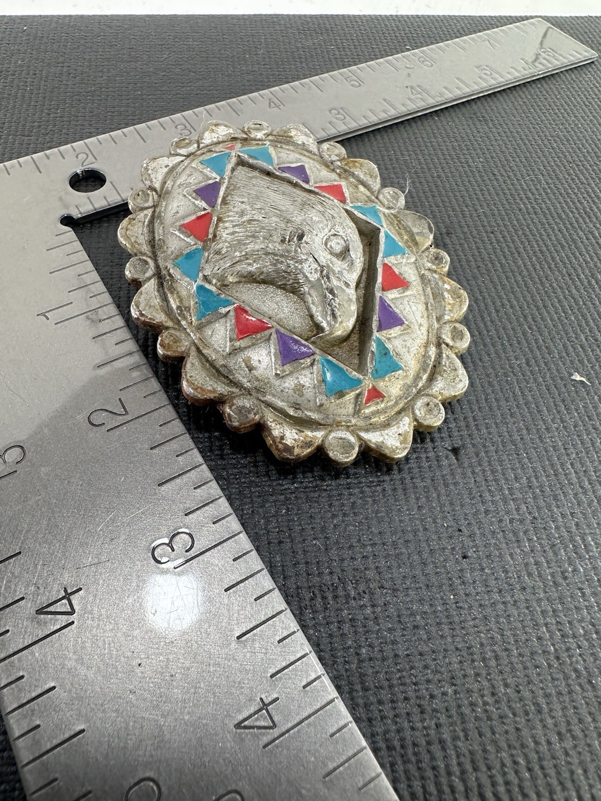 Vintage 1996 Great American Buckle Co Eagle Head Belt Buckle Solid Pewter