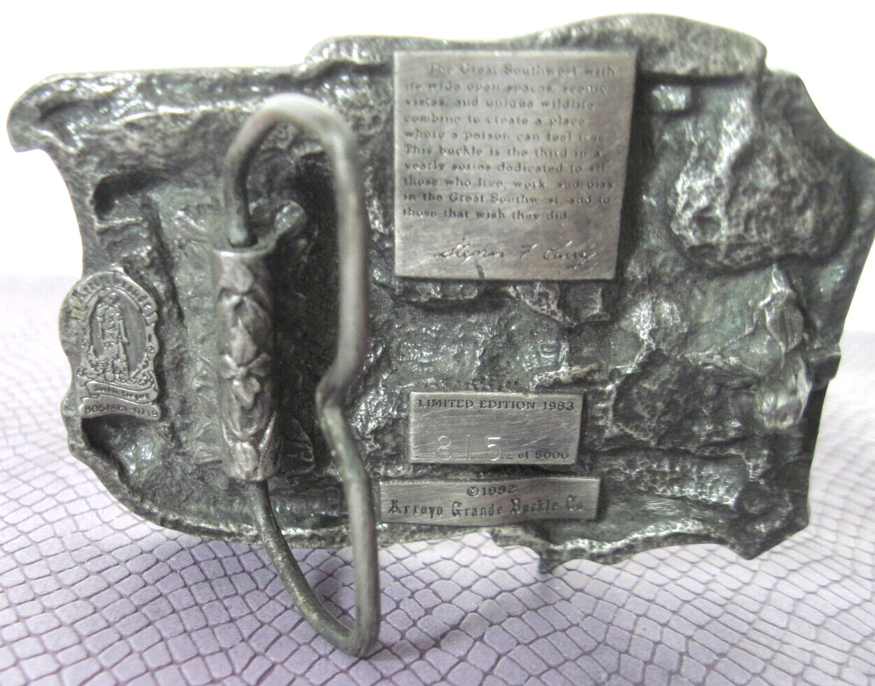 Vintage Arroyo Grande Buckle Co. Lmt&rsquo;d Ed « The Great Southwest » Belt Buckle 1983