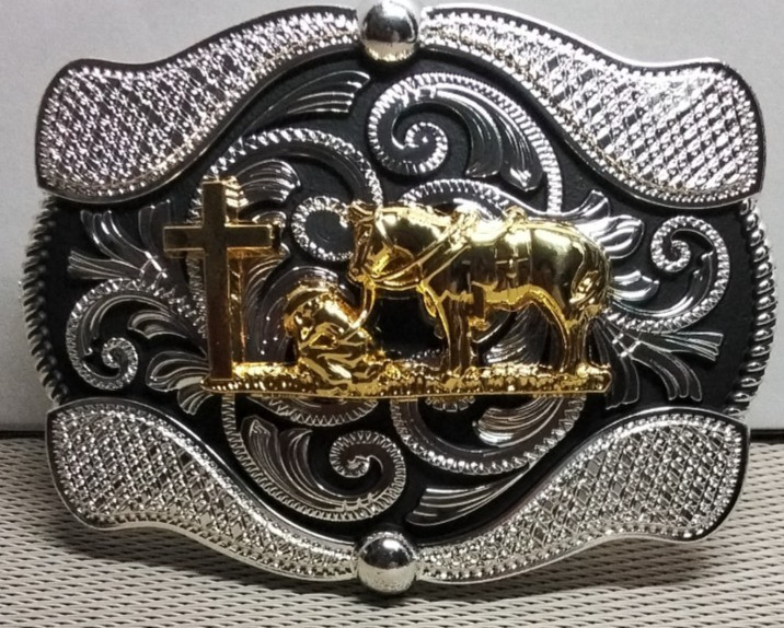 PRAYING COWBOY Western Belt Buckle Hebilla Vaquera