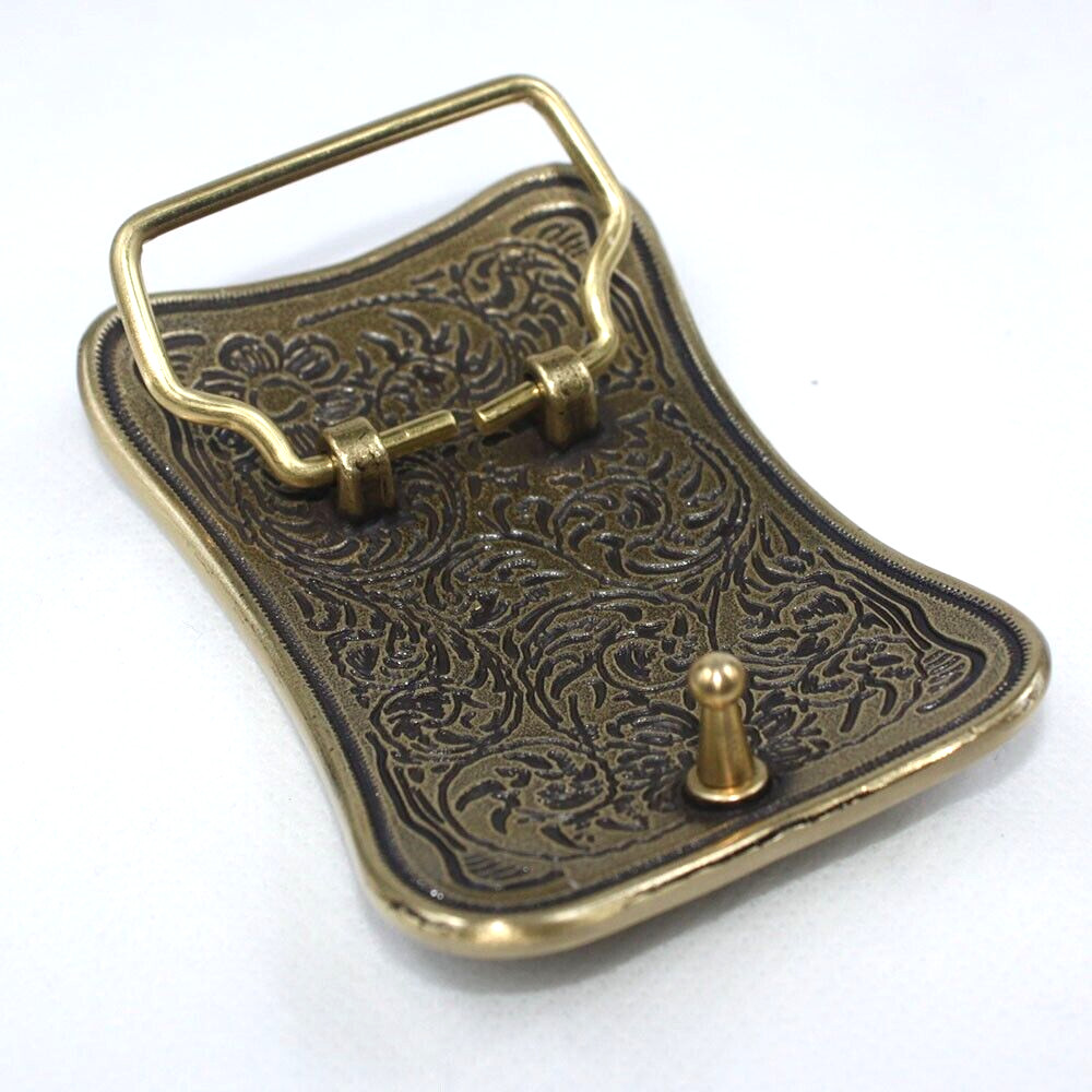 Solid Brass Flower Belt Buckles Tongue Pin Belt Buckle Fits For 1.5 INCHES Belt