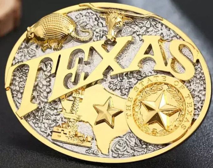 Texas Belt Buckle w/Star, Oil Rig, Longhorn and More American Western Cowboy