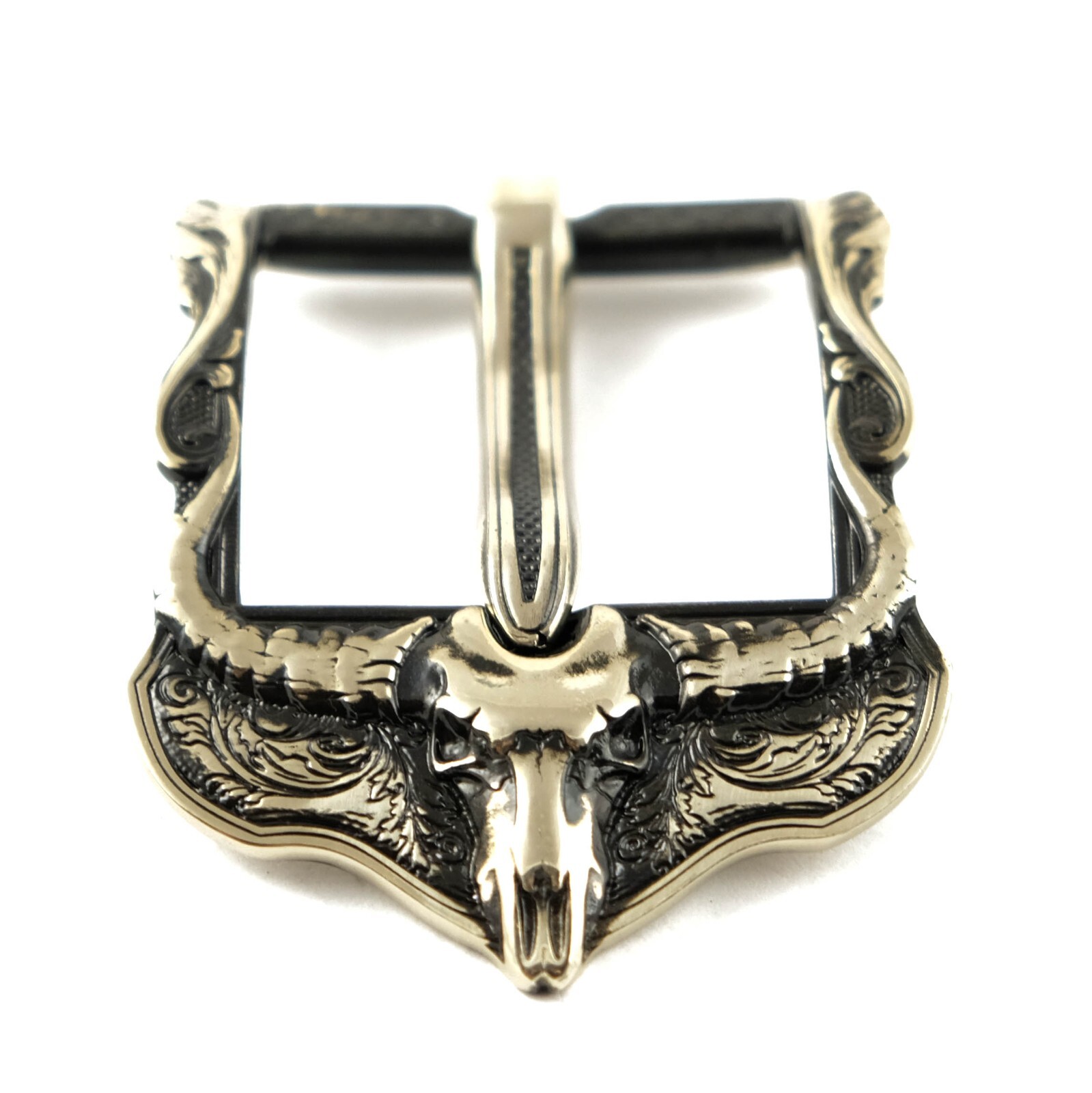 German silver belt buckle American Buffalo Skull, pin type, Bison skull buckle