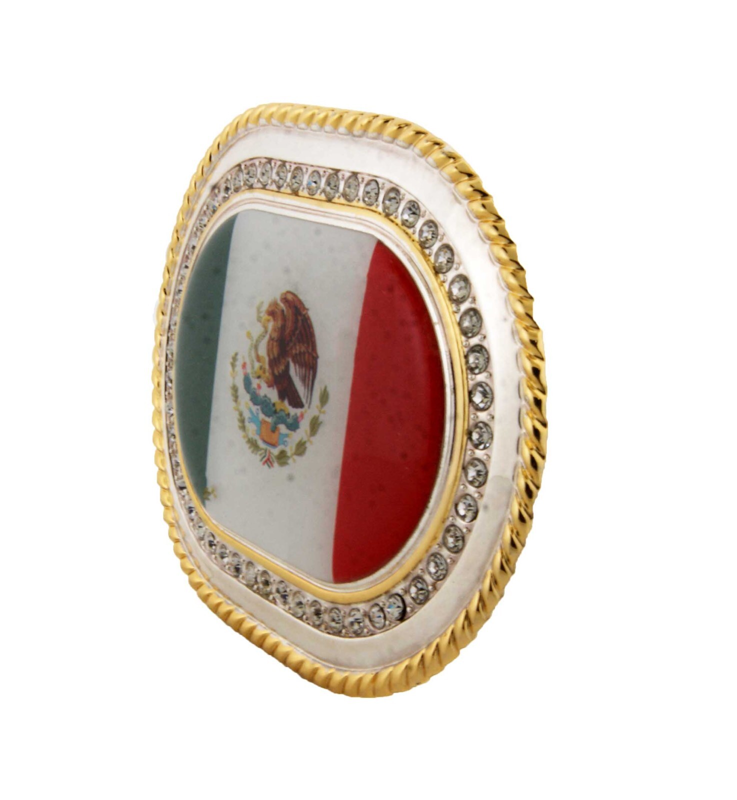 Mexico Flag Belt Buckle Mexican National Day Gift Soccer Team Gold Iced Style