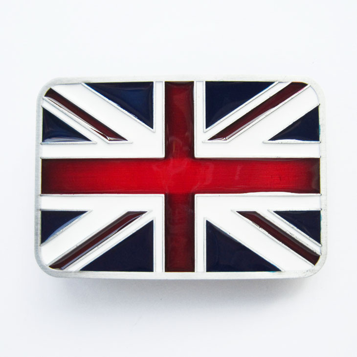 Vintage Style Enamel UK Union Jack Flag Rectangle Belt Buckle