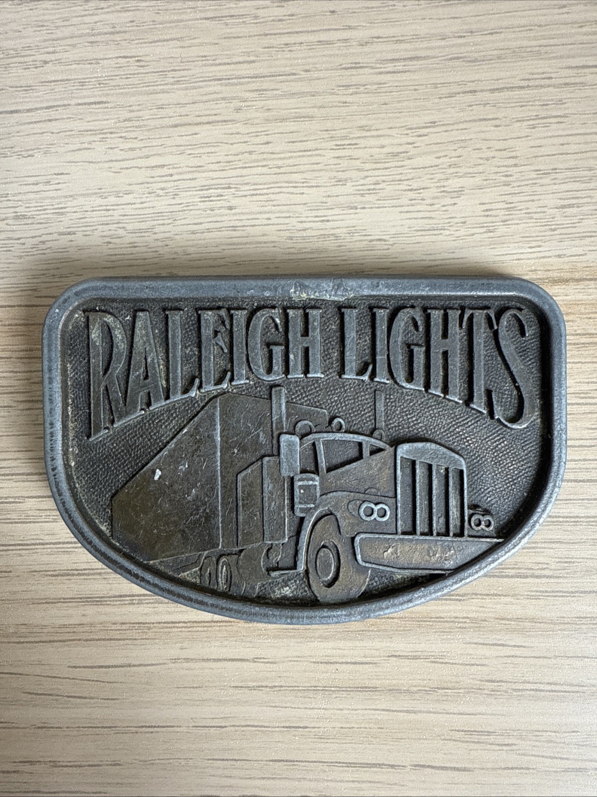 Belt Buckle Vintage Raleigh Lights Trucker Pewter 1980 Tobacco Cigarettes
