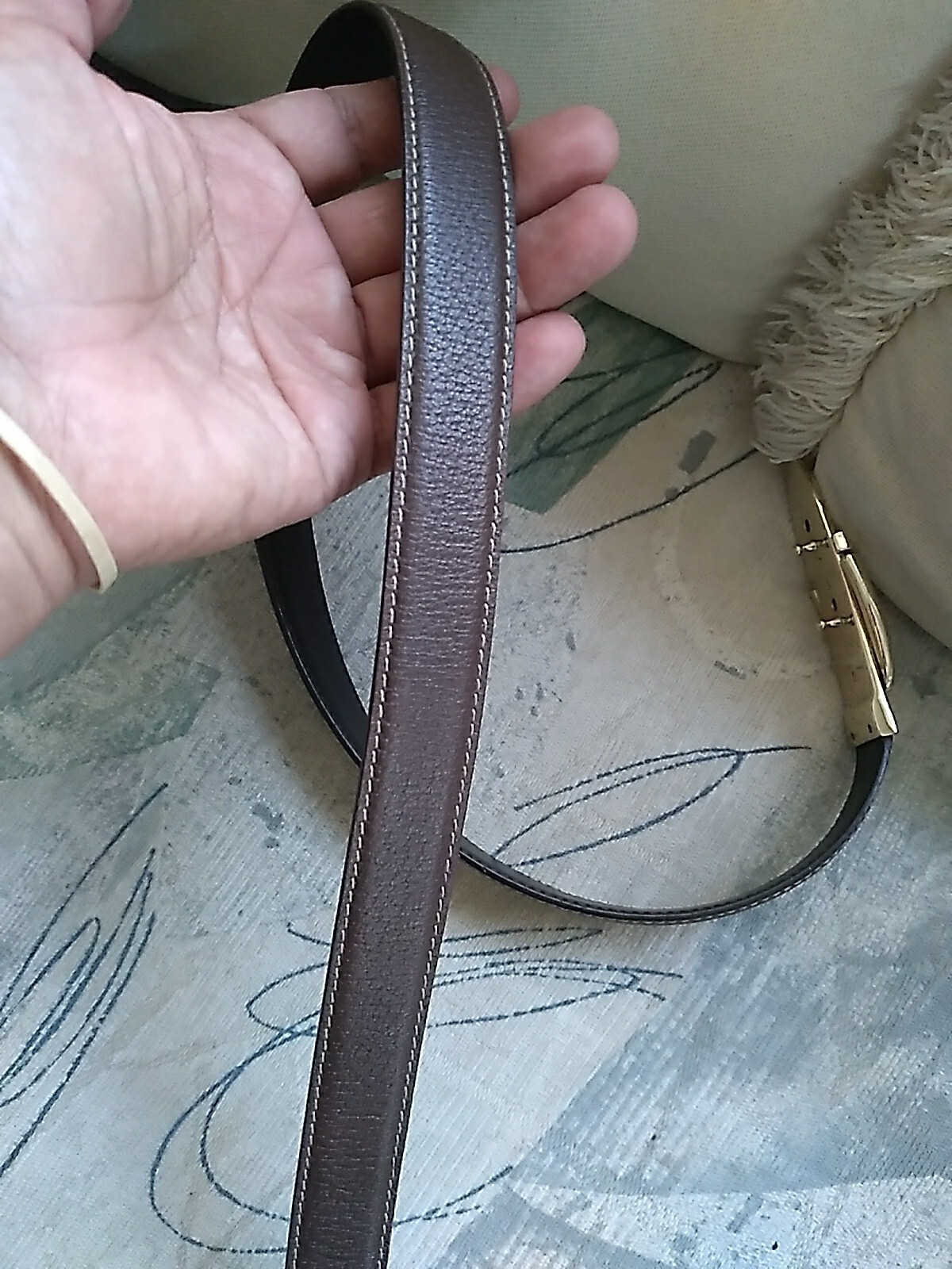 Authentic GUCCI 146440.489199.85.34 Patent Enamel Brown Leather Gold Buckle
