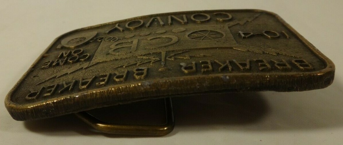 Vintage C B Convoy 10-4 Breaker Breaker Men Gold Brass Tone Belt Buckle Come On