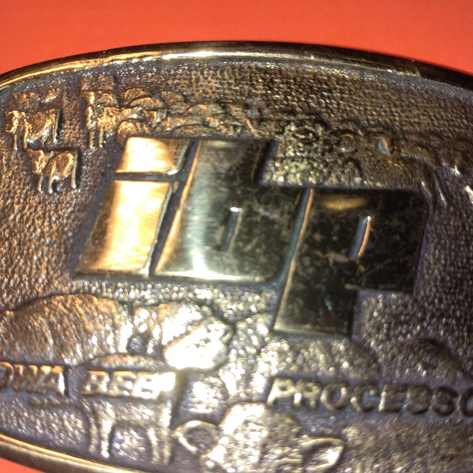 Vintage IBP Iowa Beef Processors Belt Buckle Brass Tone The Buckle Works FC-80