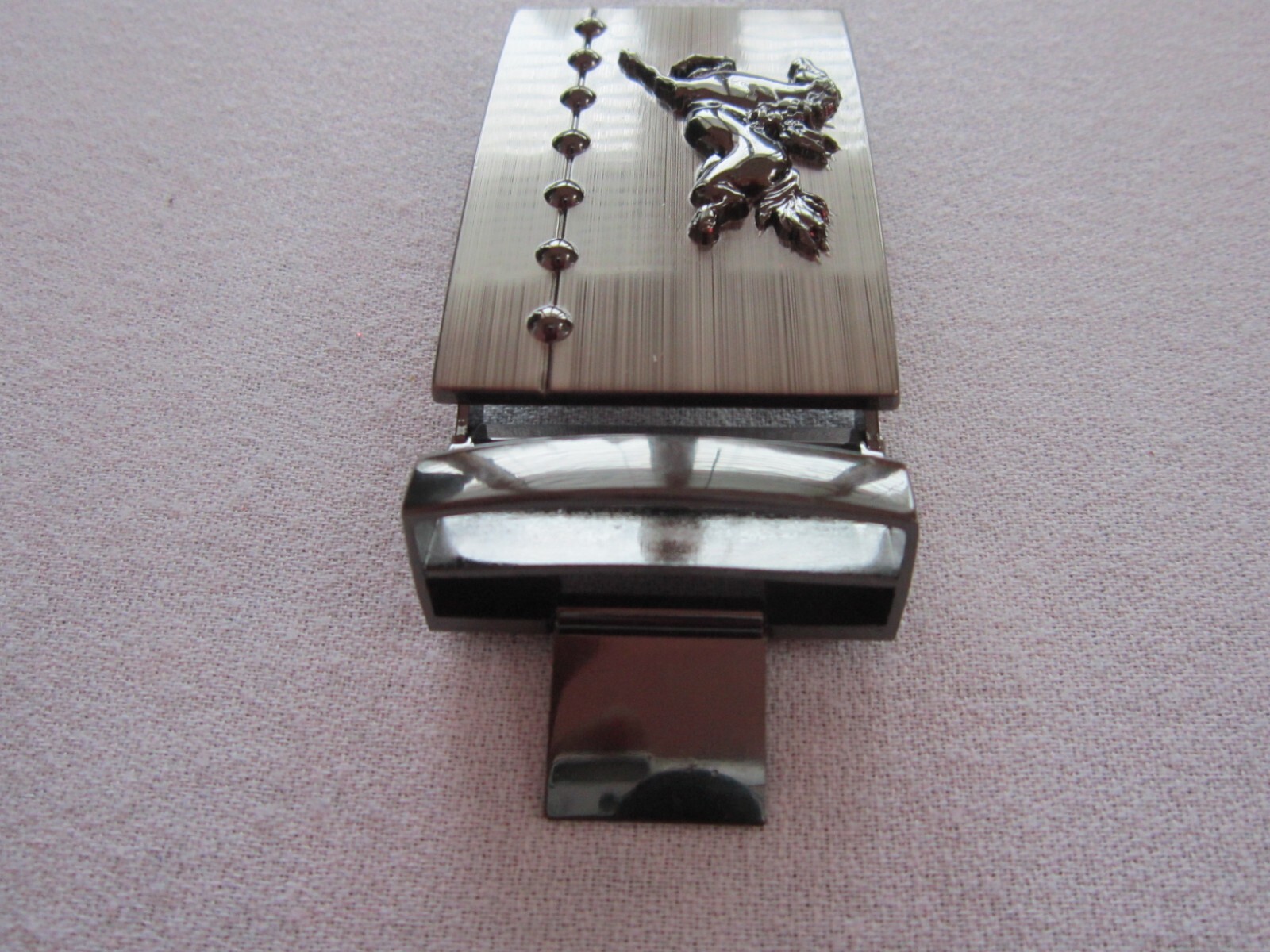 Western HORSE Bronco BELT BUCKLE Brushed METAL Slide Style Like New