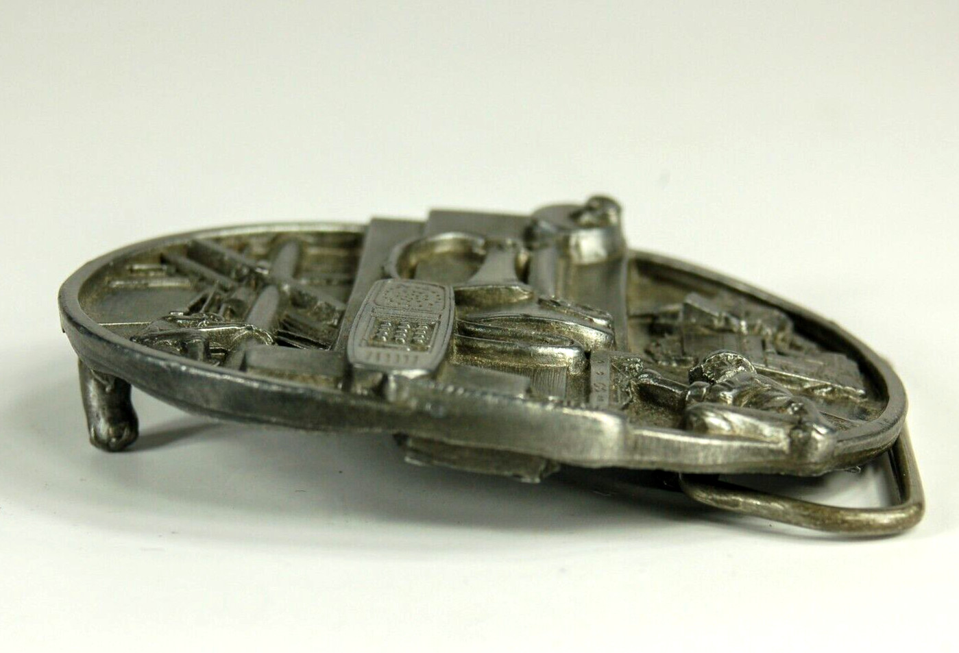 Telephone Lineman belt buckle western pewter Siskiyou Buckle Co. 1988