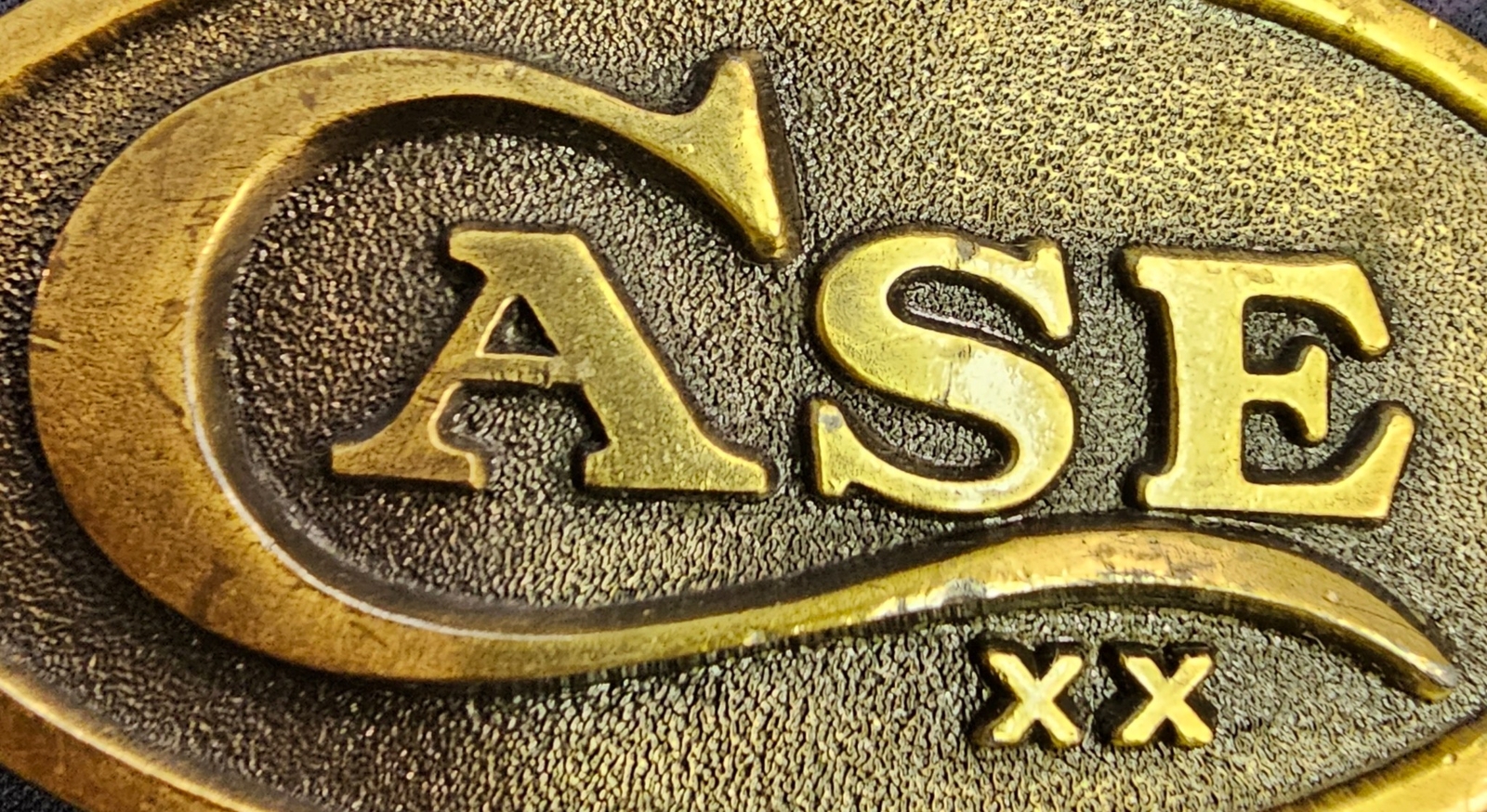 Embossed Oval Zinc Alloy Brass CASE XX Logo Belt Buckle W.R. Case and Sons
