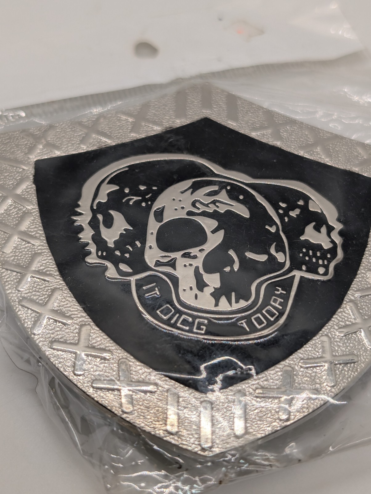 Skulls Belt Buckle IT DICG TODAY 4×4 Silver & Black