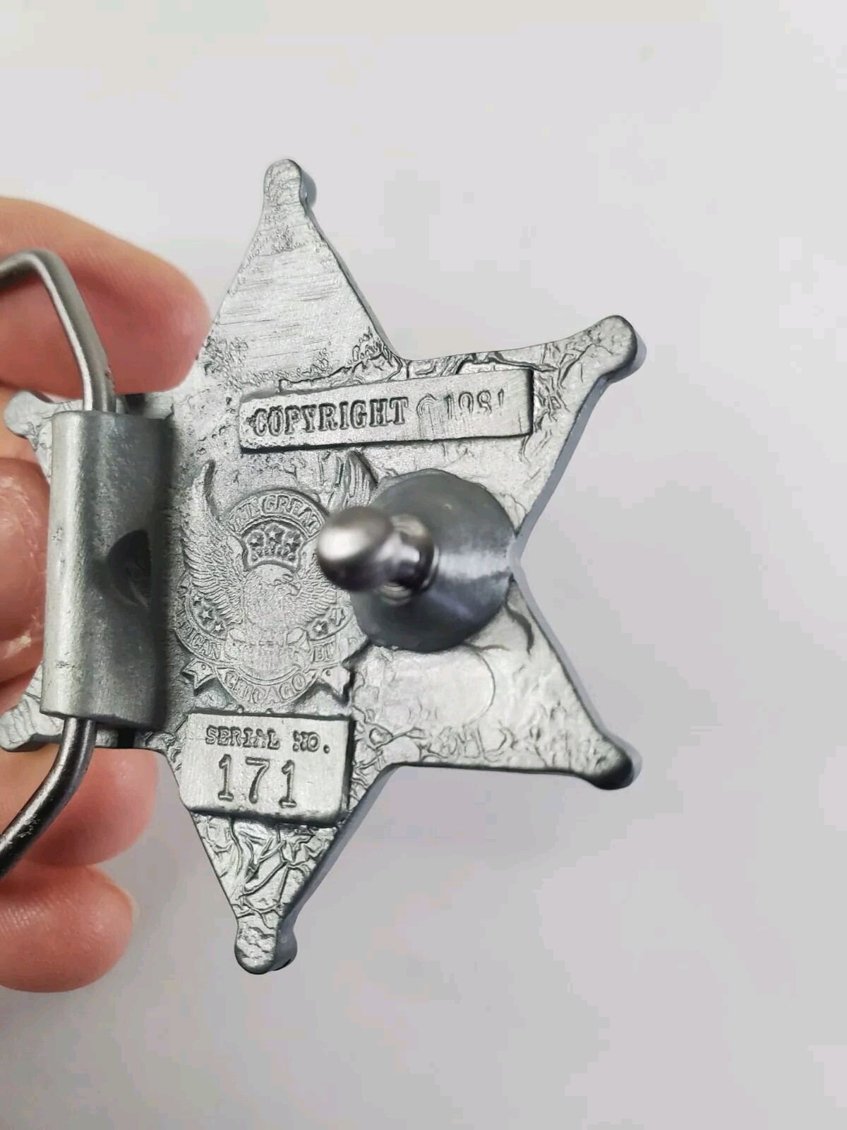 Vintage Texas 6-point Star Sheriff Badge Belt Buckle Pewter New Old Stock