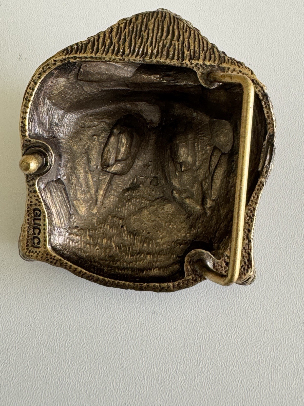 Gucci Animal Head Metal Belt Buckle Gold/Bronze Tone Western Fits 1.5 in