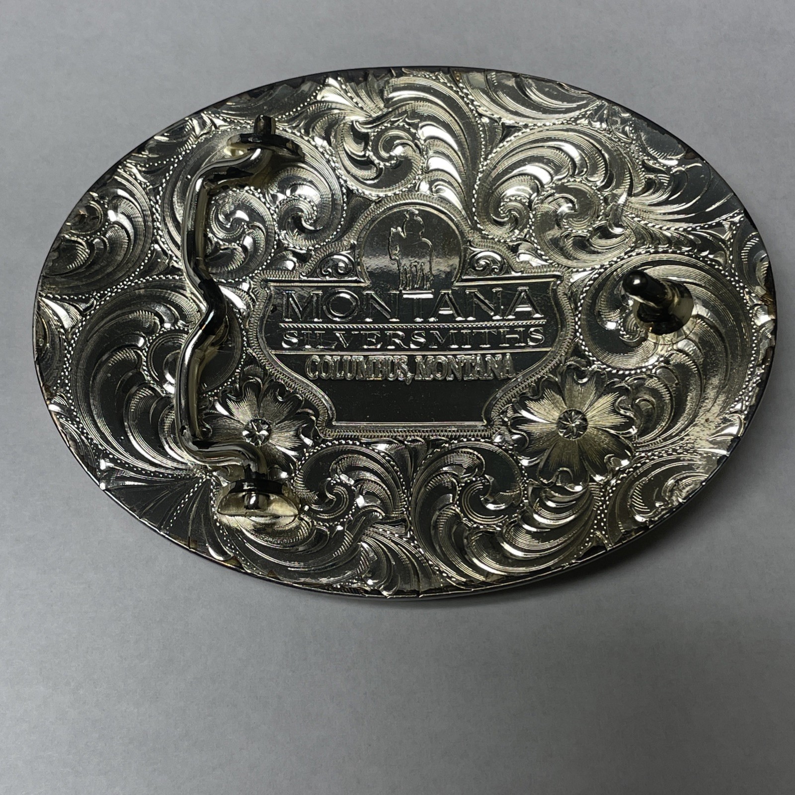 Montana Silversmiths Two-Tone Buffalo Nickel Belt Buckle with Longhorn Skull