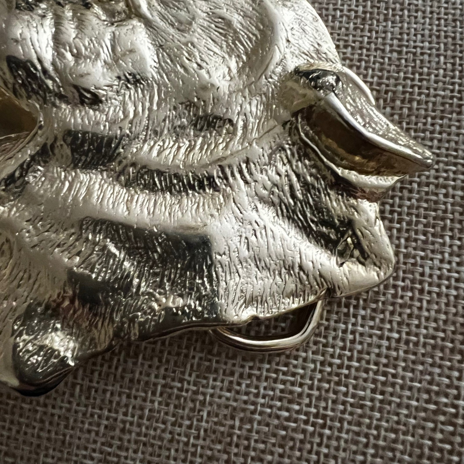 MBCI Vintage Gold Tone Roaring Lion Head Belt Buckle Size 3.5 Inch Western