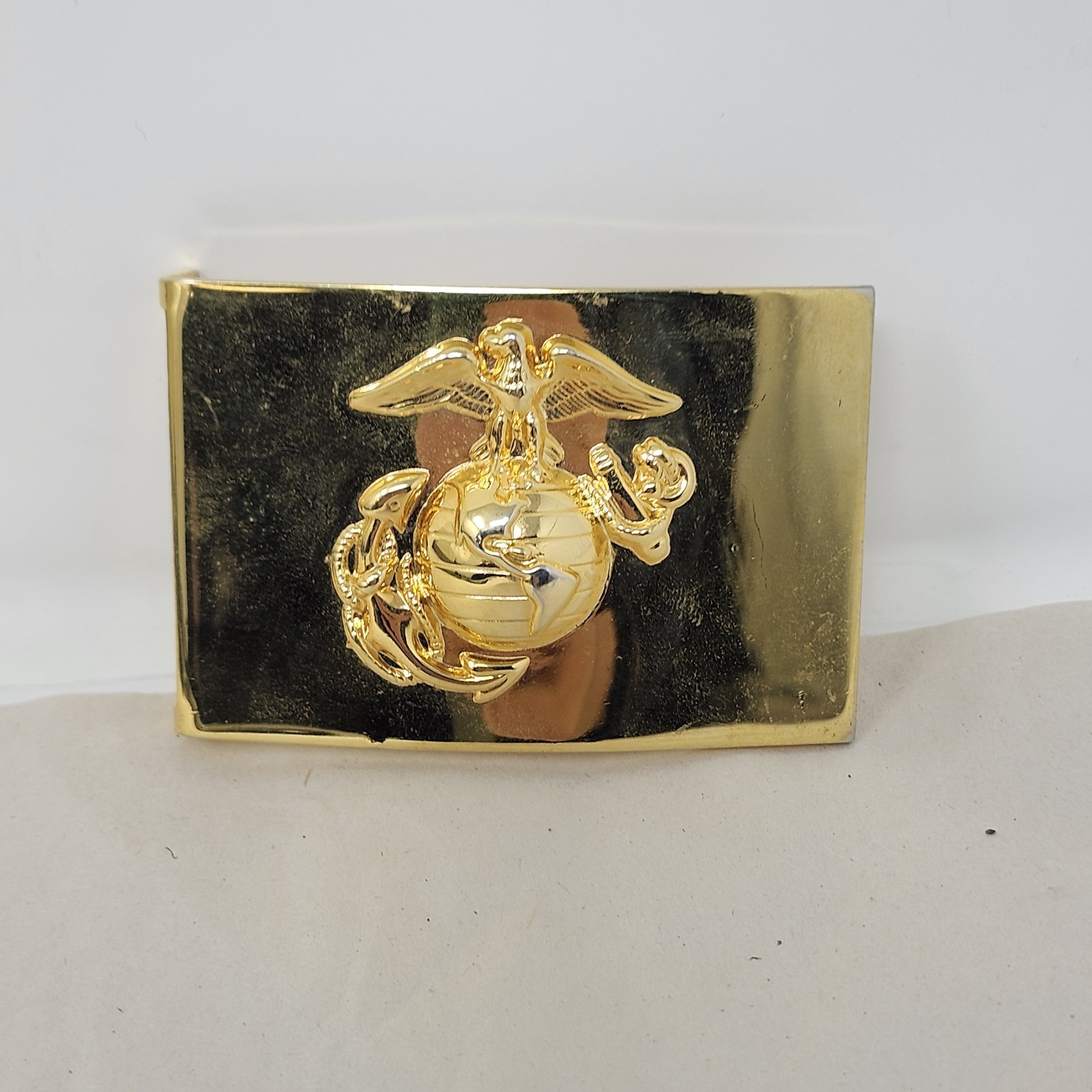 USMC Marines Brass Belt Buckle Anchor and Globe Ira Green Company G23 3&Prime;