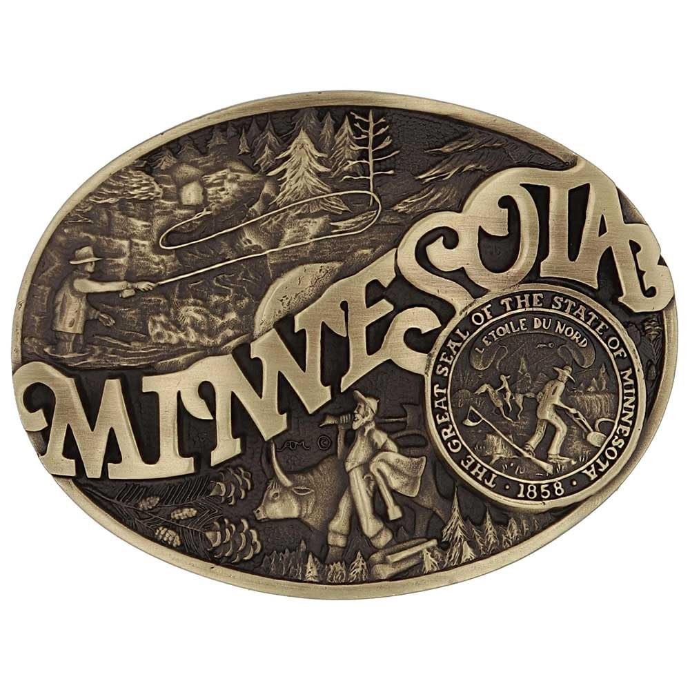 Montana Silversmiths State Heritage Antiqued Oval Brass Western Belt Buckle New