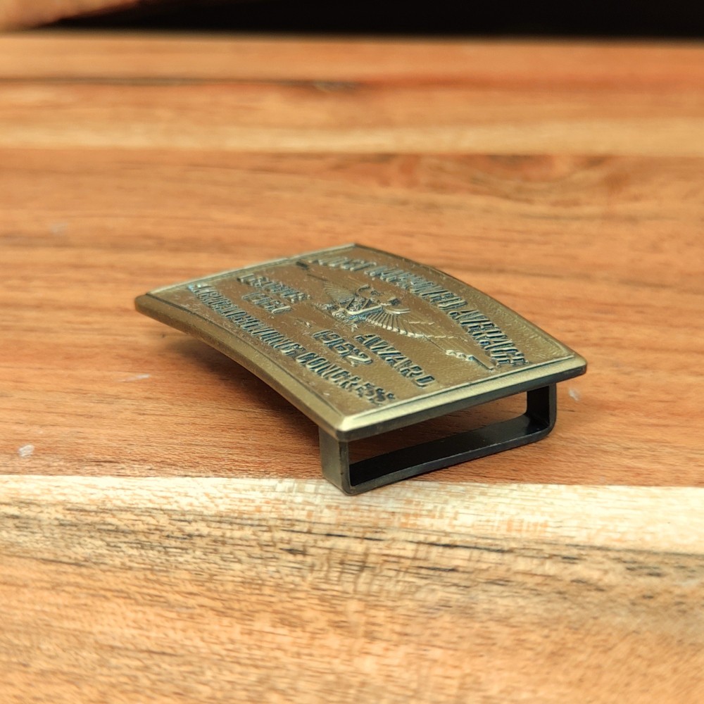 60s Rectangular American Bowling Congress Logo Eagle Solid Brass Belt Buckle
